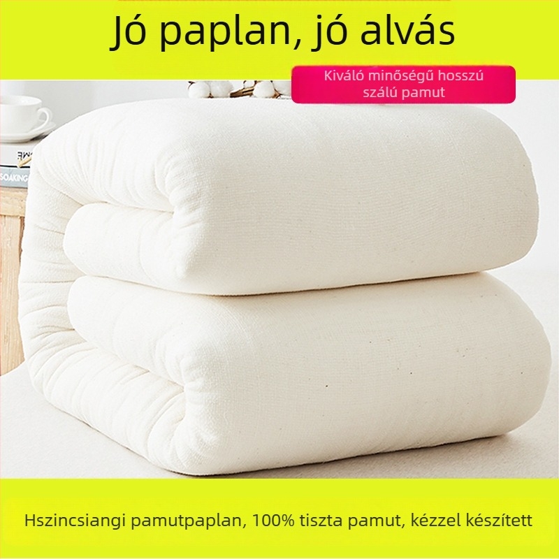100% pamut töltésű paplan, egyszemélyes vagy kétszemélyes méretben; négyévszakos paplan kollégiumokba, nyári hűvös, tavasz/ősz és téli vastag változat.