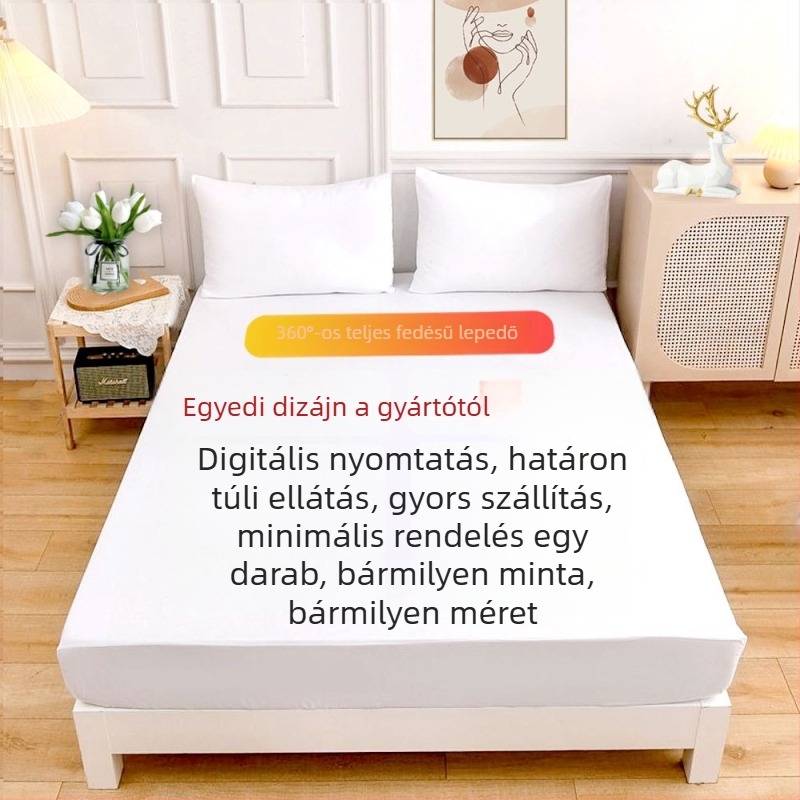 Gumis lepedő digitális nyomtatással, bolyhozott szövet, csúszásmentes matracvédő, nordic stílus