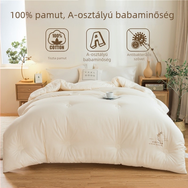 Japán stílusú, kismama- és bababarát A osztályú, 100% pamut töltetű paplan, extra vastag, tavasz-ősz-tél melegséggel
