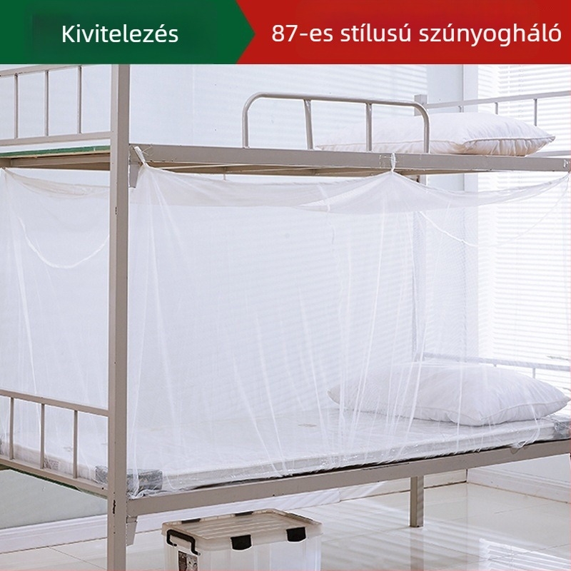 Kollégiumi emeletes ágyhoz való szúnyogháló, egy ajtós kialakítás, diákszálló és katonai kiképzés számára