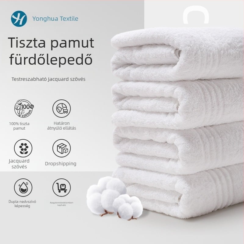 100% pamut hotel törölköző, fehér, vastag, négyszögletes, kiváló minőségű