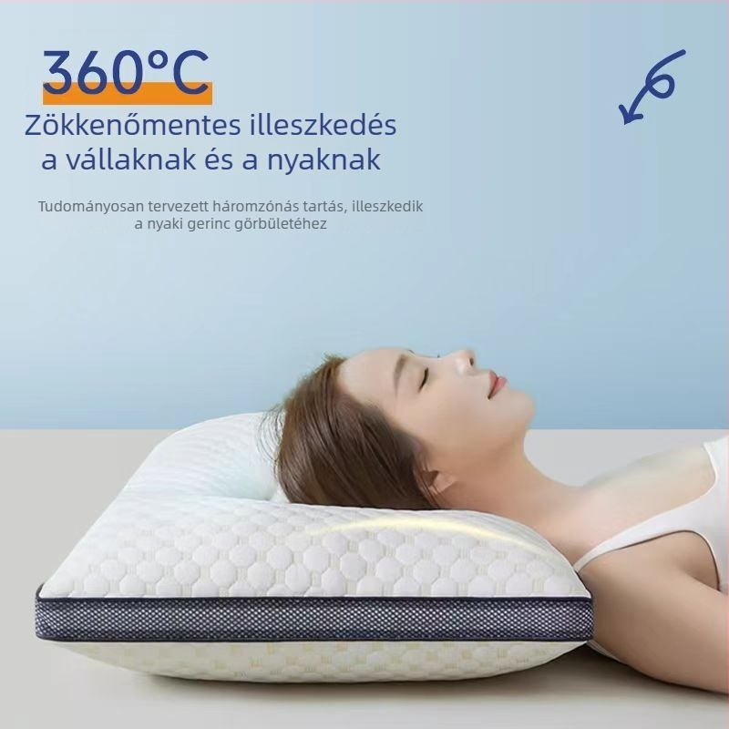 Természetes latex párna kötött maggal, nyaki támasztással és kényelmes alvással