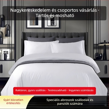 Qin Xinyu Pamut, 60s szatén hotel ágyneműkészlet, négy részes, hímzett logóval