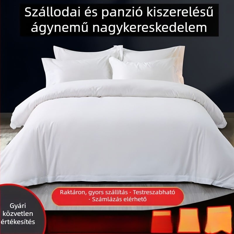 Qin Xinyu Pamut, 60s szatén hotel ágyneműkészlet, négy részes, hímzett logóval
