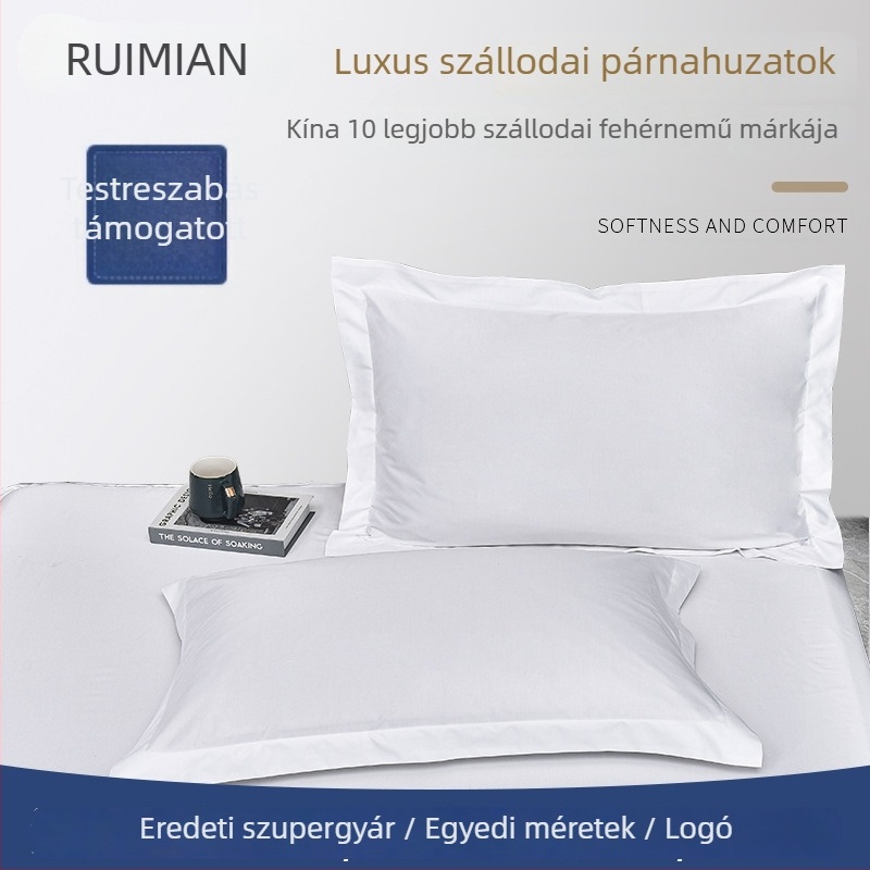 Szatén párnahuzat szállodák és vendégházak számára, fehér