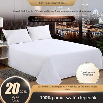 Személyre szabott hotelszobai ágyneműkészlet, 100% pamut szatén csíkokkal, négy darabos