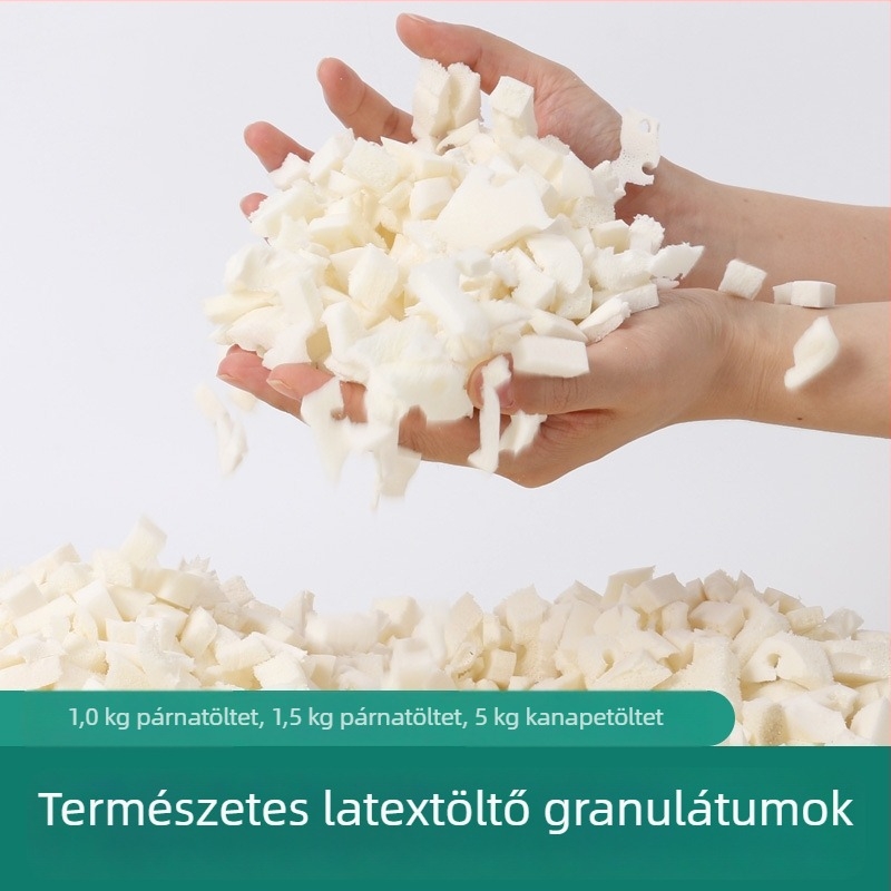 Idegen alakú latexpárna granulált latex töltéssel, latex-tartalom 80–90%, alkalmas kanapéhoz