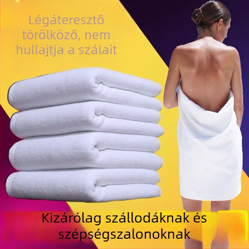 Fehér pamut nagy fürdőlepedő szállodák, szépségszalonok és vendégházak számára, nedvszívó, egyedi logó hímzéssel, 100% pamut