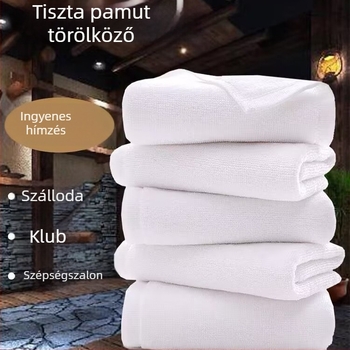 Fehér pamut hotel törölköző logóval hímzett, vastított, 100% pamut, kiváló nedvszívó képesség, szállodák, szépségszalonok és otthoni használatra
