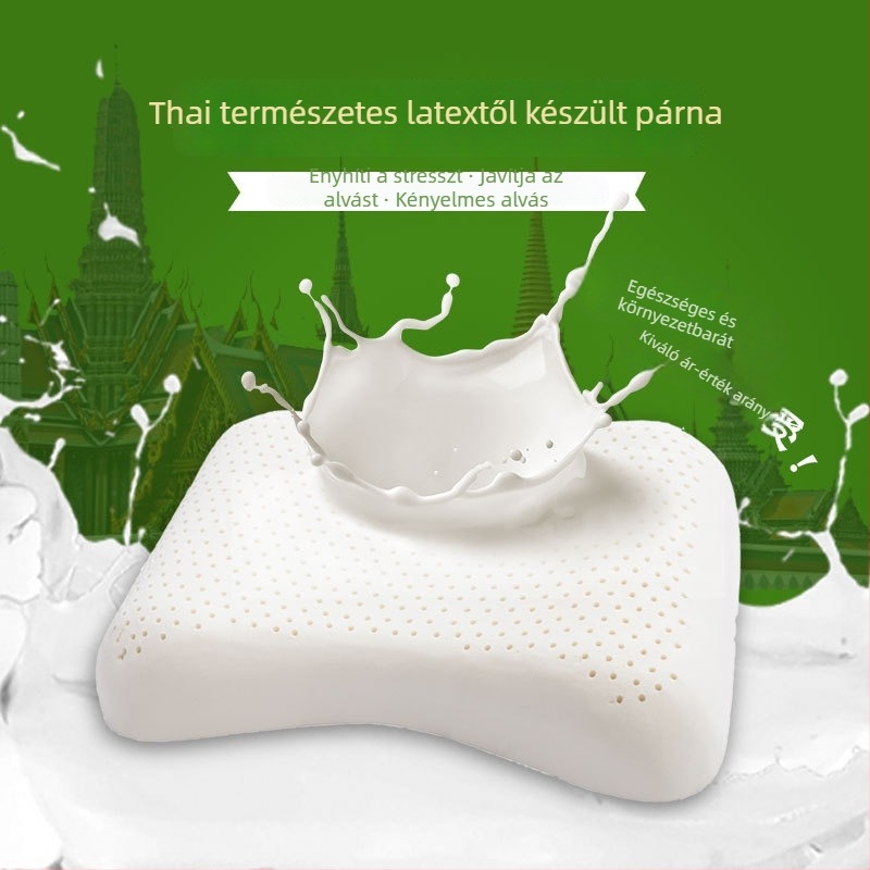 Latex nyakpárna, nyaki gerinc támogatás, egészséges párna, cukorka alakú, természetes latex, felnőtteknek