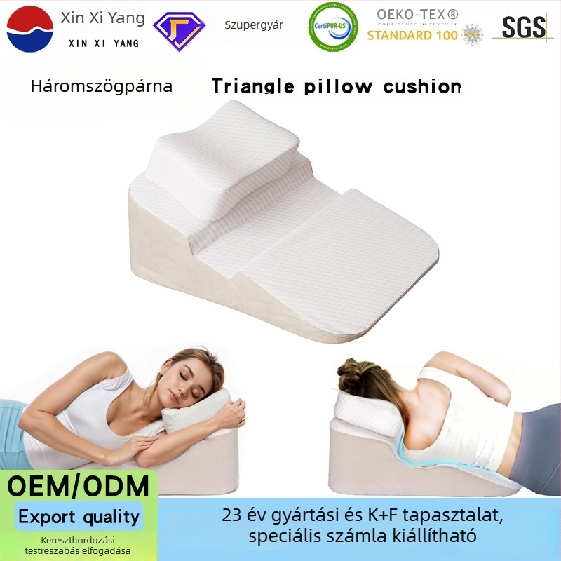 Háromszög alakú alvópárna, támogatás idősöknek és terhes nőknek, reflux enyhítés, poliészter töltet