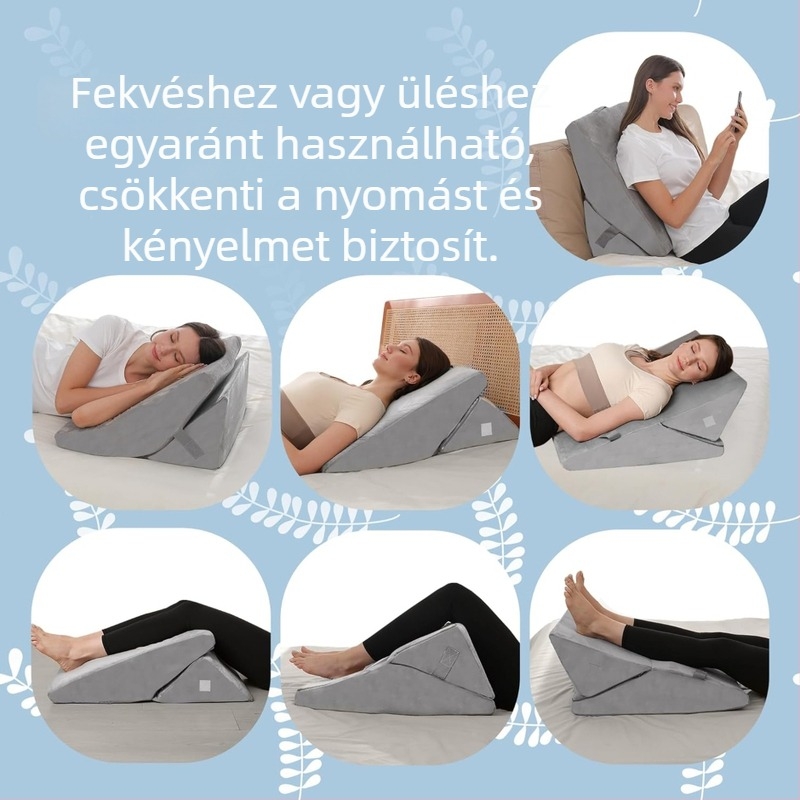 Háromszög alakú memóriahabos párna deréktámaszhoz, nagy hátsó támasz kanapé-ágyhoz, terhesség és idősek ápolásához