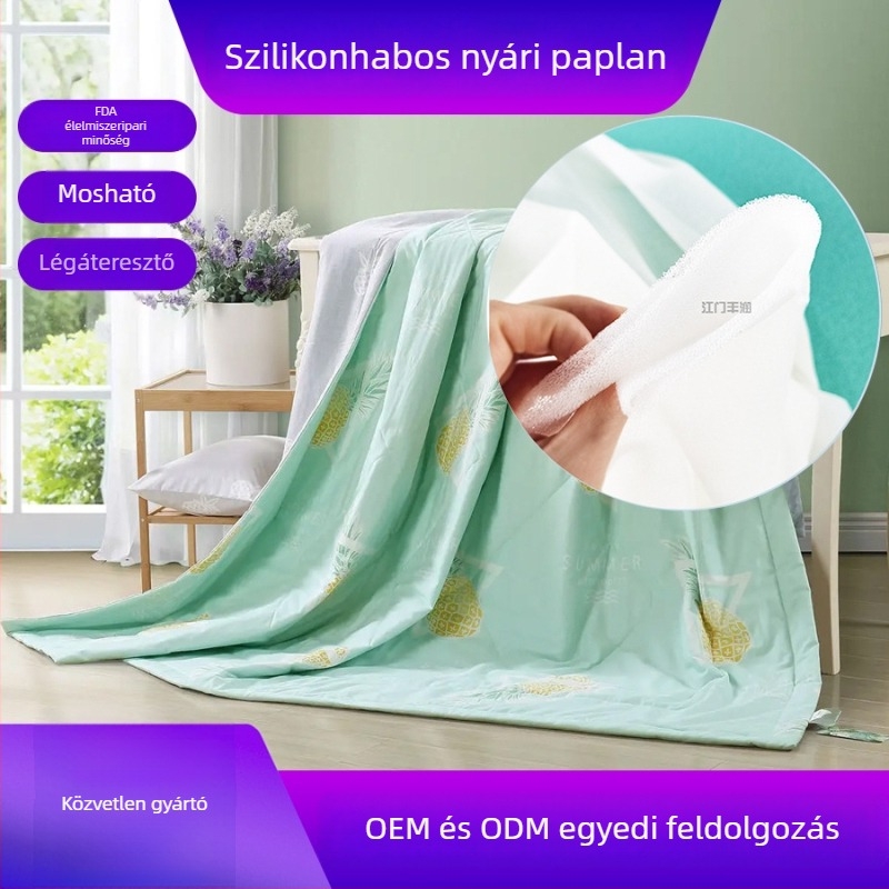 Szellőző nyári babapárna szilikon-pamutból, hűsítő érzet, géppel mosható, töltet szilikonhabból és rétegzett szerkezetből