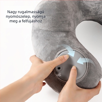 Felfújható U-alakú nyakpárna utazáshoz — hordozható autóban és repülőn, nyak támasz