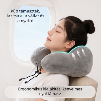 Felfújható U-alakú nyakpárna utazáshoz — hordozható autóban és repülőn, nyak támasz