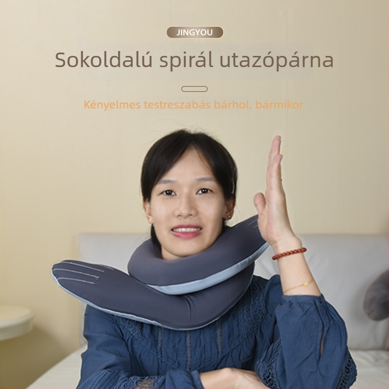 Sokoldalú spirál utazópárna memóriahabbal, lassú visszaalakulás, U-alakú nyak-támasz irodai sziesztához