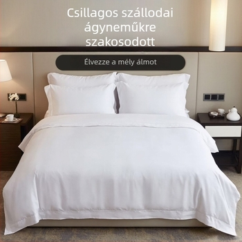 Hotel ágynemű, 80 szálas pamut-szatén huzat, egyszemélyes ágyhoz, egyszínű, négy darabos készlet