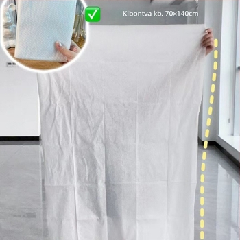Eldobható, kellemes tapintású fürdőlepedő és törölköző készlet, vastagított kivitelben, egyedi csomagolásban, utazásokhoz és szállodai használatra