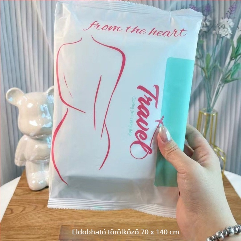 Eldobható, kellemes tapintású fürdőlepedő és törölköző készlet, vastagított kivitelben, egyedi csomagolásban, utazásokhoz és szállodai használatra