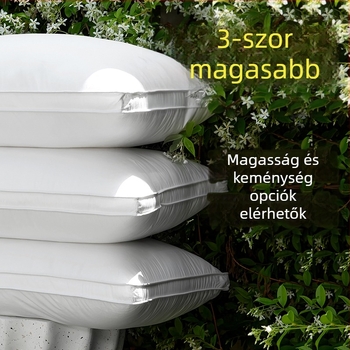 Ultra magas téglalap alakú párnabelső, vastag és kemény, nagyméretű hotelpárna belső, fehér pamut huzat, poliészter töltet, magasság 15.1–20 cm