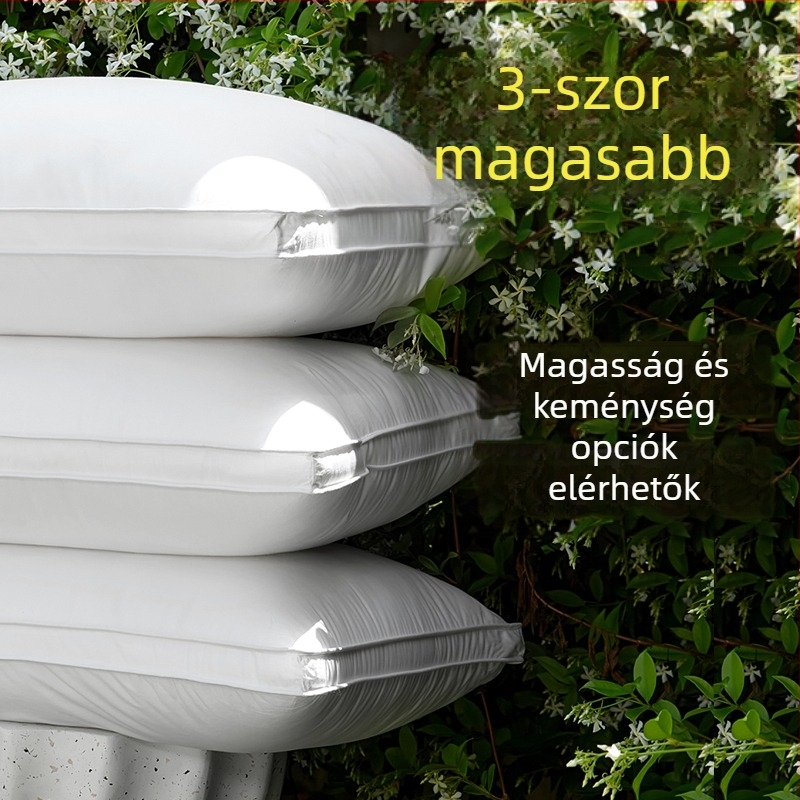 Ultra magas téglalap alakú párnabelső, vastag és kemény, nagyméretű hotelpárna belső, fehér pamut huzat, poliészter töltet, magasság 15.1–20 cm