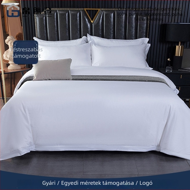 Személyre szabott hotel négy darabos ágyneműkészlet, 80 szál pamut szatén, prémium szállodai ágynemű