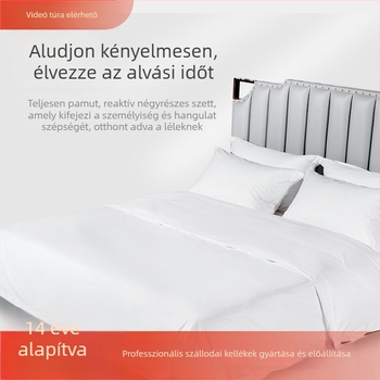 Hotel négy részes ágyneműkészlet, 60 szálas pamut, fehér szatén, paplanhuzat és párnahuzatok, ötcsillagos stílusban