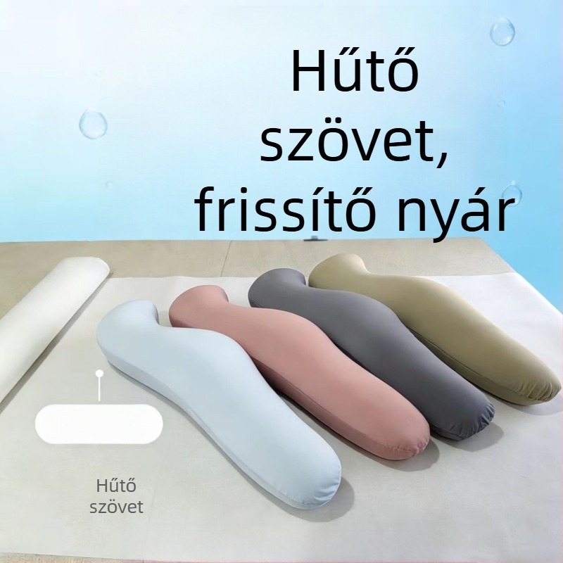 Nyári hűsítő kismamapárna tengeri csikó formájú ölelős párnával, oldalsó alváshoz és deréktámaszhoz