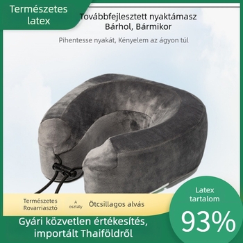 Természetes latexből készült U-formájú utazó nyakpárna latexgolyó töltelékkel