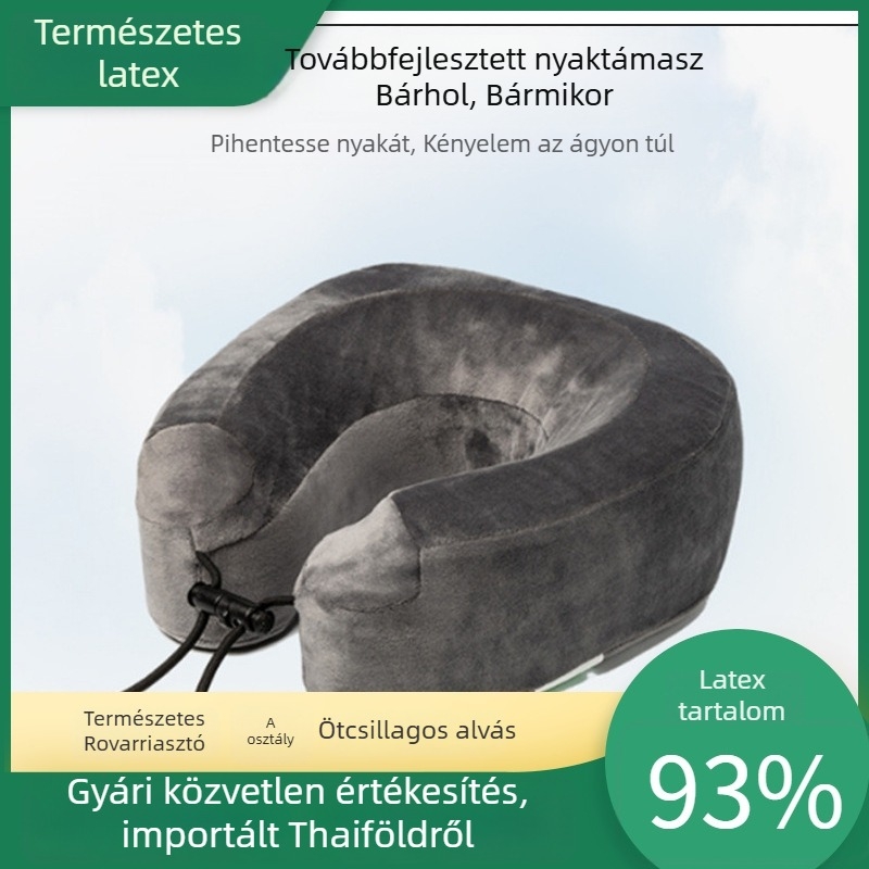 Természetes latexből készült U-formájú utazó nyakpárna latexgolyó töltelékkel
