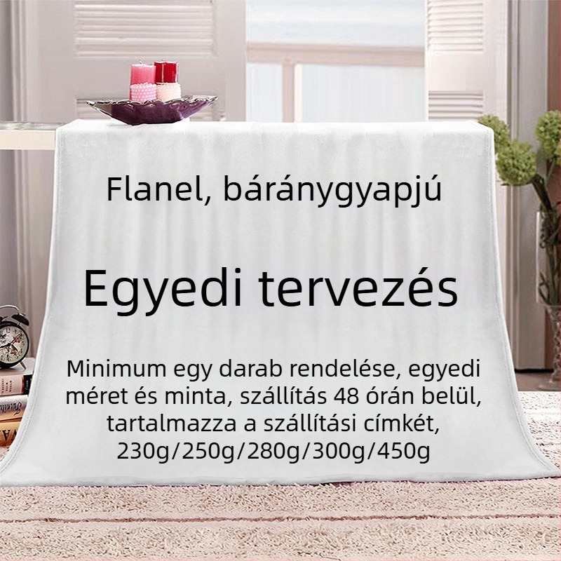Személyre szabott flanel pléd digitális nyomással, rajzfilm mintával, bárány velúr és korall plüss, alvásméretben