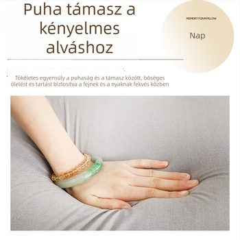 Bálnaalakú memóriahabos párna felnőtteknek — nyaki gerinc támogatás oldal alvás közben, lassú visszaalakulású memóriahab