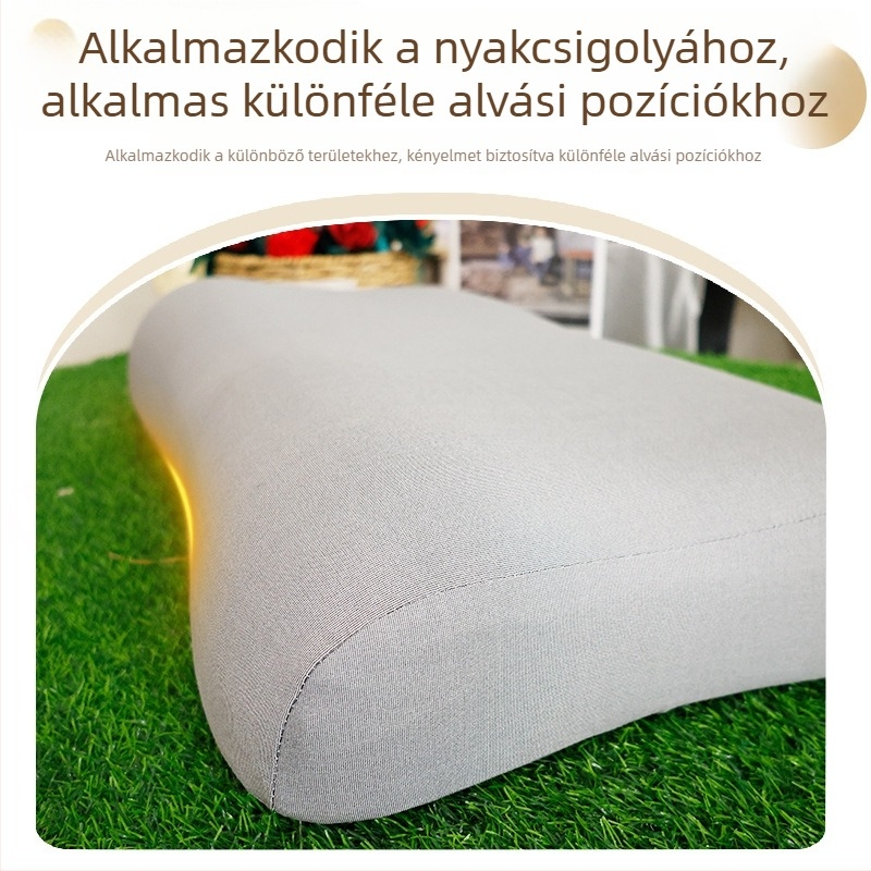 Bálnaalakú memóriahabos párna felnőtteknek — nyaki gerinc támogatás oldal alvás közben, lassú visszaalakulású memóriahab
