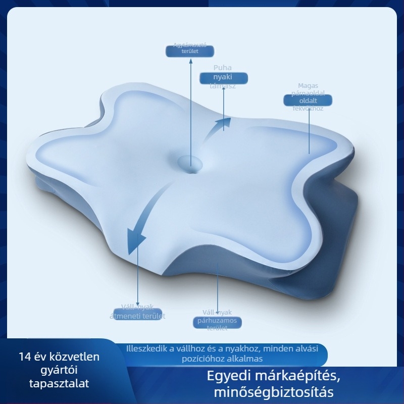 Memóriahabos nyakpárna, pillangó alakú, nyaki támasz párna, magasság 10–15 cm, súly 0,5–1,0 kg