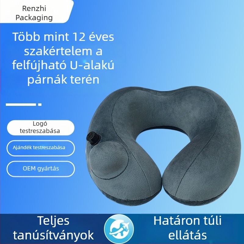 Személyre szabott felfújható U-formájú párna logónyomtatással irodai pihenéshez, hordozható és könnyen tárolható