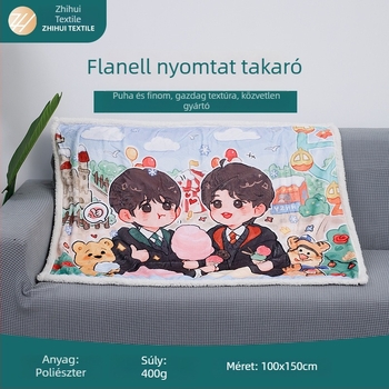 3D-s Cartoon nyomtatású flanel takaró, 150×200 cm, 400 g, poliészter