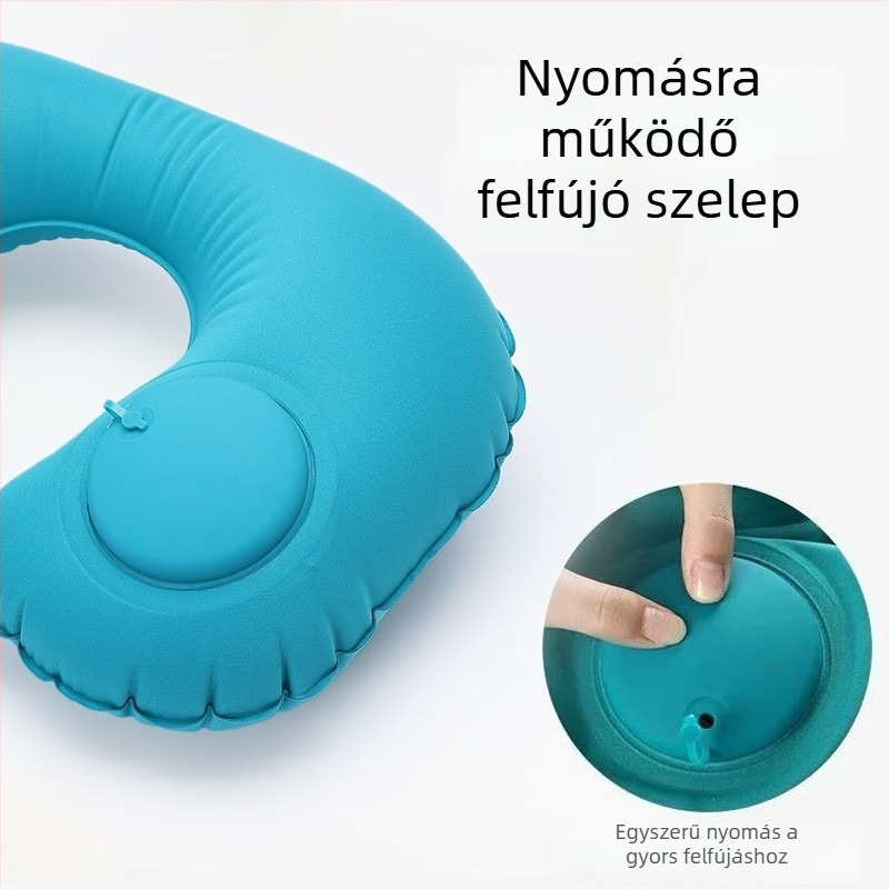 TPU nyakpárna, felfújható, U-alakú utazási párna autóhoz és szabadtéri pihenéshez, hordozható
