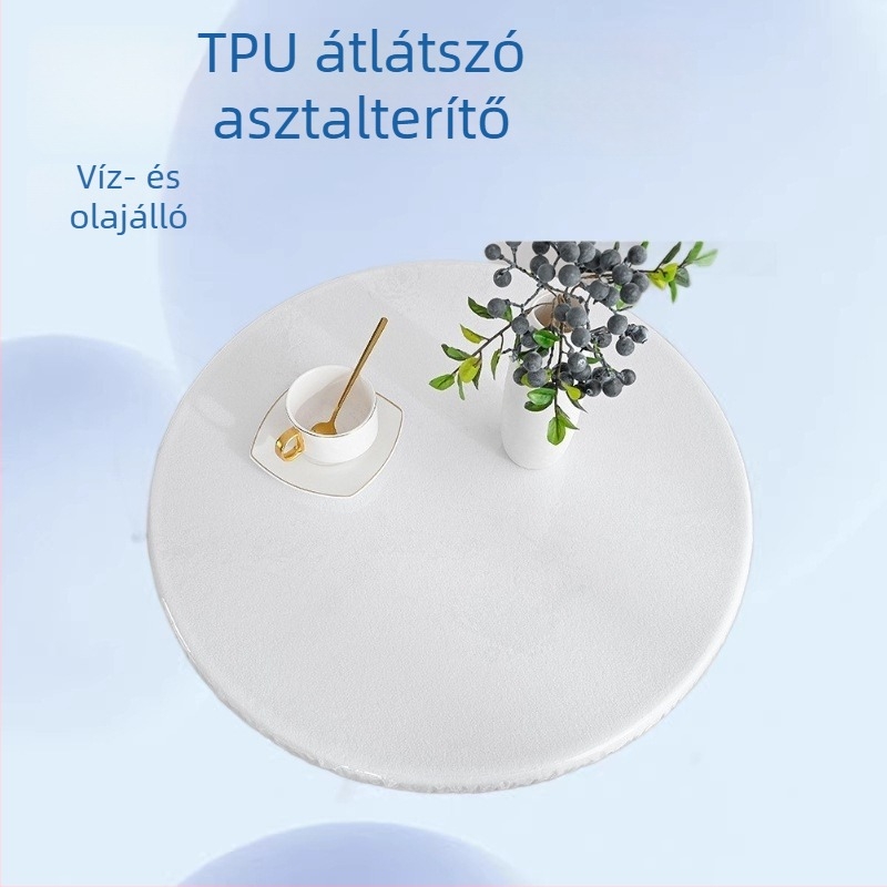 Átlátszó kör TPU asztal alátét – por- és vízálló, olajálló, csúszásmentes védelem az asztalhoz és a székekhez