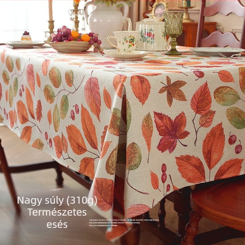 Pamut-len utánzó jacquard terítő, retro stílusú, kiváló minőségű étkezőasztalhoz és kávéasztalhoz, porvédő dekoráció, testreszabható
