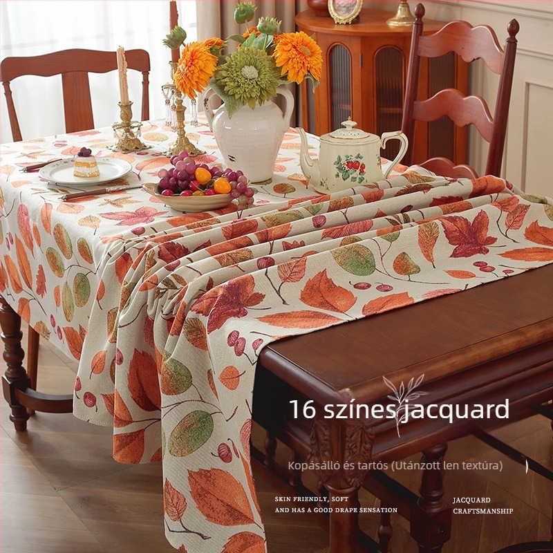 Pamut-len utánzó jacquard terítő, retro stílusú, kiváló minőségű étkezőasztalhoz és kávéasztalhoz, porvédő dekoráció, testreszabható