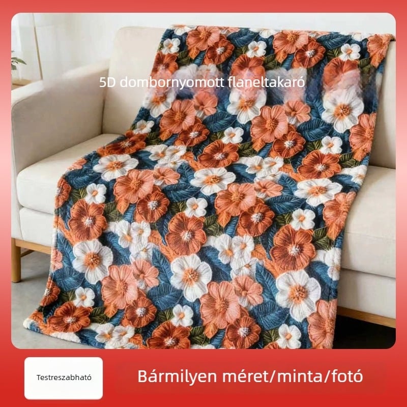 Új 5D virágmintás flaneles takaró irodai használatra, 3D nyomtatás és egyoldalú nyomtatás, testreszabható