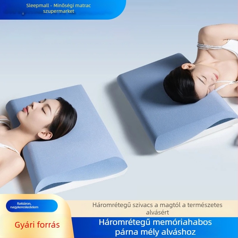 Ötcsillagos hotel stílusú mélyalvás párna, Pro hárommagos memóriahabos párna, második generáció, lassú visszahúzódás
