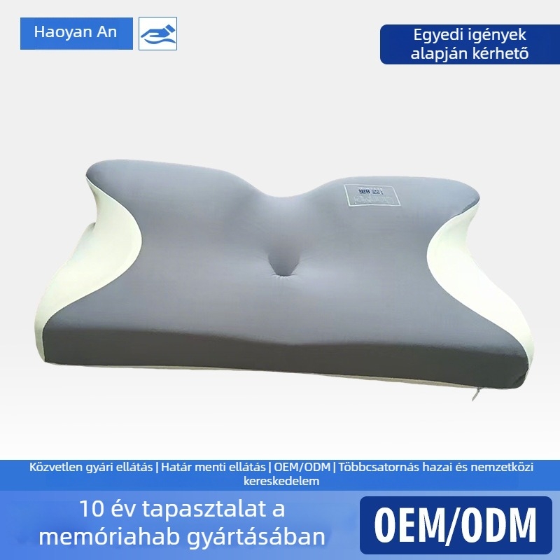 Oldalra fekvő nyakpárna pillangó alakú, memóriahab lassú visszaalakulással, utazó párna felnőtteknek