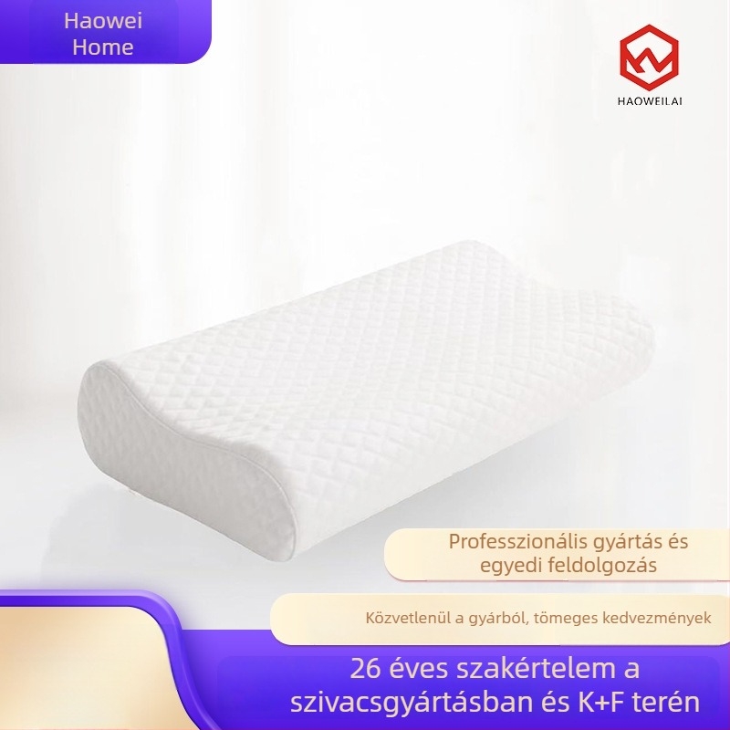 Nyak támasztó memóriahabos párna kötött huzattal, hullámos formájú, memóriahab lassú visszatéréssel, magasság 10–15 cm