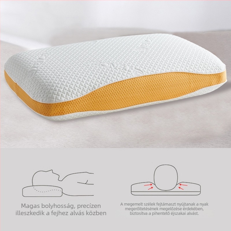 Biobázisú hidrofíliás gyapot párna memóriahabos töltettel, nyaki gerinc támogatás, nem deformálódik, nyomásmentes memória párna, téglalap alakú, Lyocell anyag