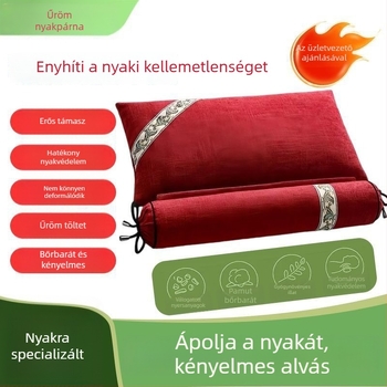 Mugwort nyaki párna háztartási használatra, hengeres moxibusztió párna mugwort töltettel, elektromos fűtés, levehető mosott huzat, durva vászon