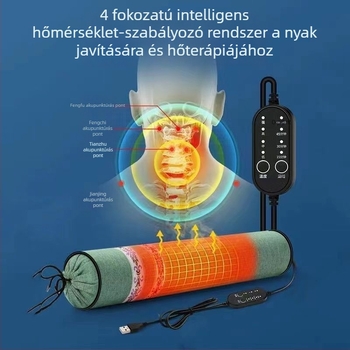 Mugwort nyaki párna háztartási használatra, hengeres moxibusztió párna mugwort töltettel, elektromos fűtés, levehető mosott huzat, durva vászon