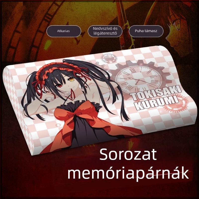 Memóriahabos párna személyre szabott anime huzattal, lassú visszaalakulású nyaki támasz, egész éves használatra