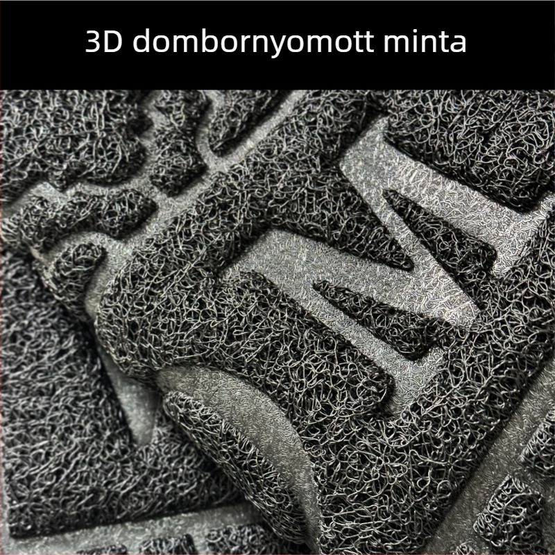 Fekete PVC padlószőnyeg selyemhurkkal, kopásálló, 3D-relief mintázatú bejárati szőnyeg, otthoni használatra, por eltávolítása