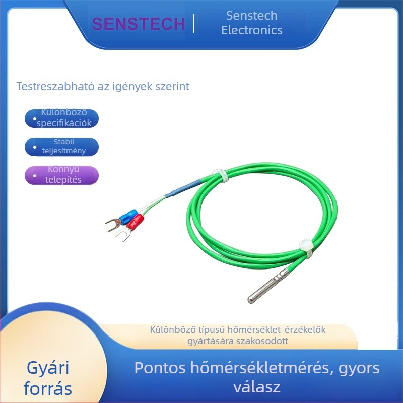 Shensitai K-típusú termopár rozsdamentes acél házban, zöld PTFE vezeték, több szín választható, U-típusú terminál